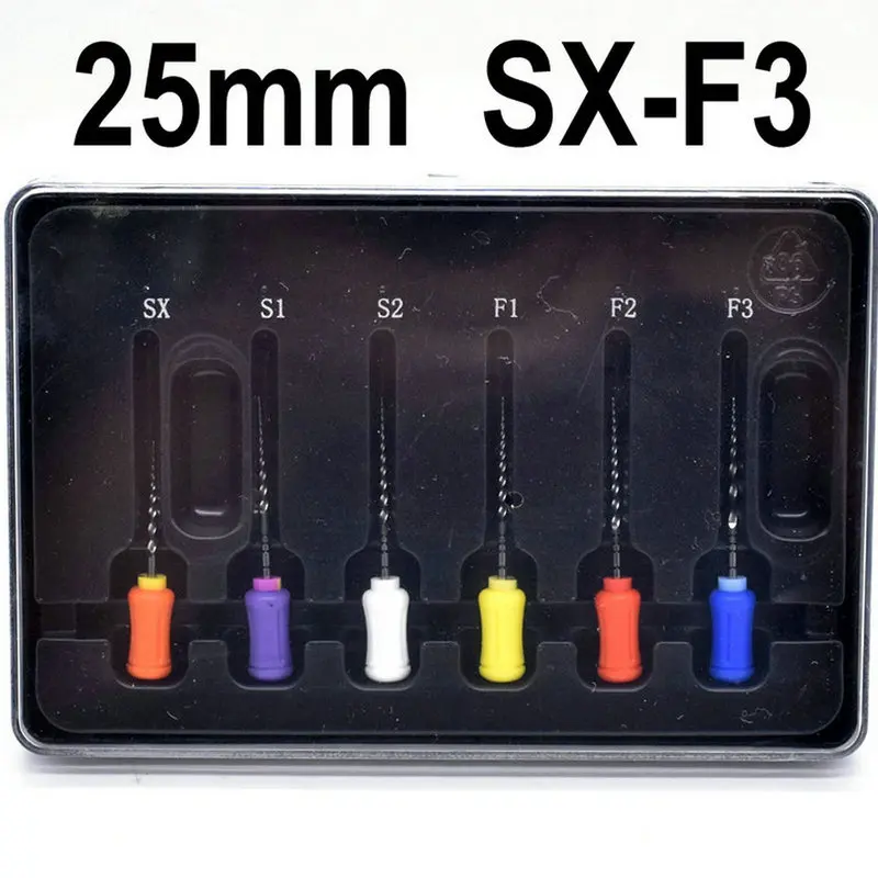 6pcs/box Dental Endo Super Files 25mm SX-F3 Hand Use Root Canal Files Use For Cleaning Tooth Dentist Tool