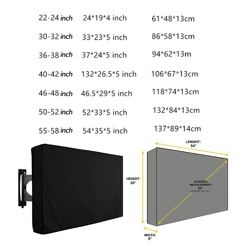 outdoor tv screen cover weatherproof universal protector dustproof waterproof case for 22 to 58 lcd television free global shipping