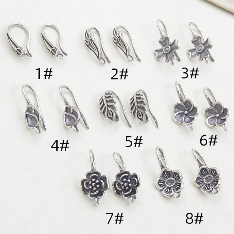 1pair 925 Sterling Silver Vintage Leaves Flowers Earring Findings Clasps Hooks Fittings DIY Jewelry Making Supplies Accessories