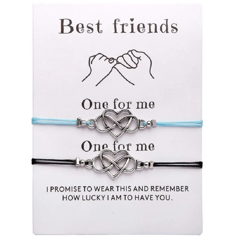 Новинка 2019 двойное сердце искусственное для женщин и мужчин браслет с надписью