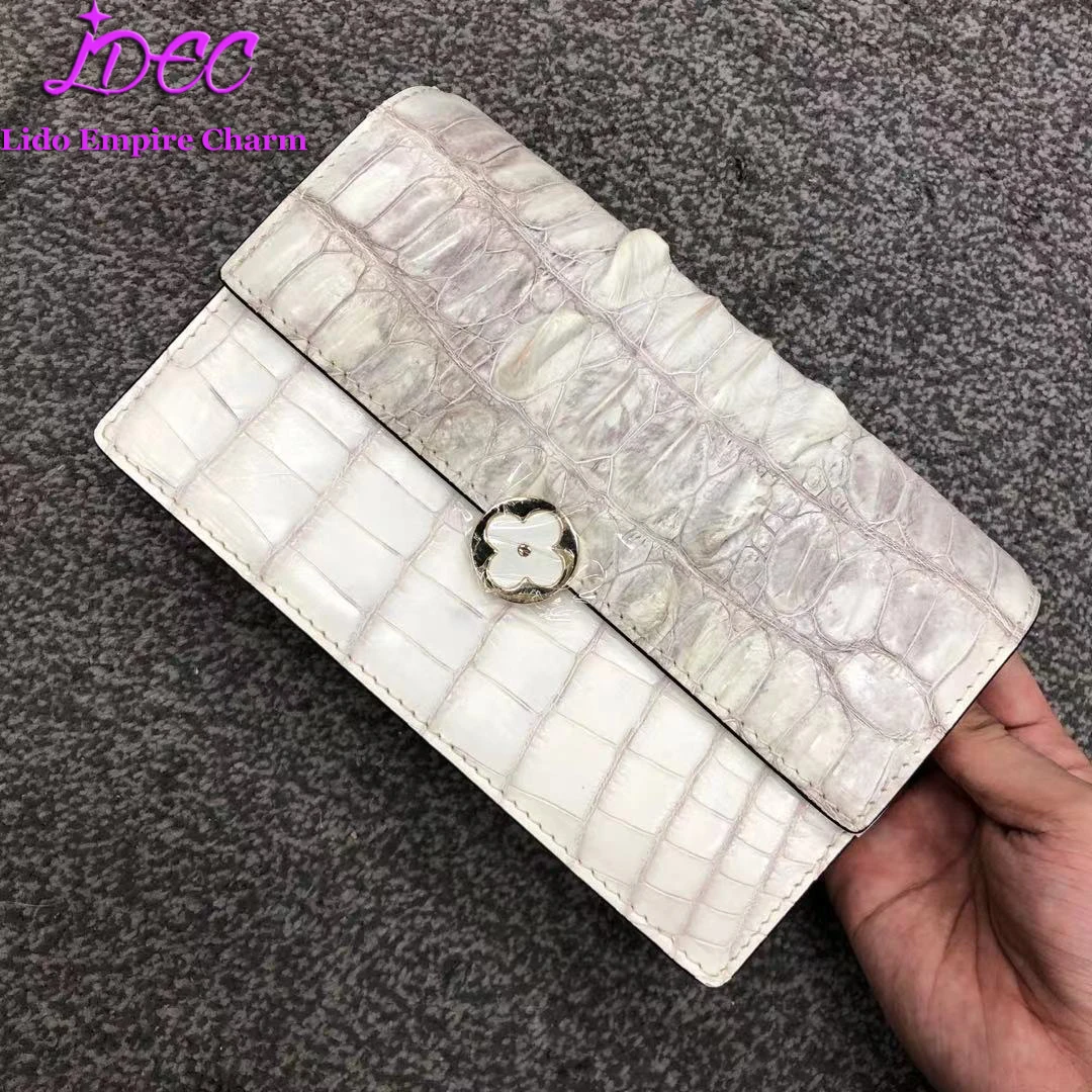 

New platinum crocodile leather handbags fashion cosmetic bag shoulder bag trendy real crocodile back bone leather diagonal bag