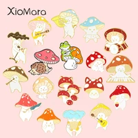 mushroom band theme party enamel pins cute plant brooches for kid women cartoons lapel pin musical instrument badge jewelry gift
