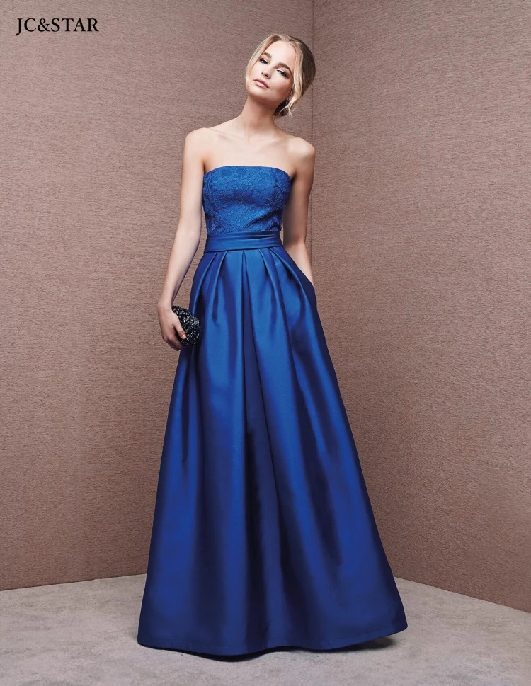 vestido de festa casamento Strapless Backless A Line Royal Blue Burgundy bridesmaid dresses long wedding party gowns cheap | Свадьбы и