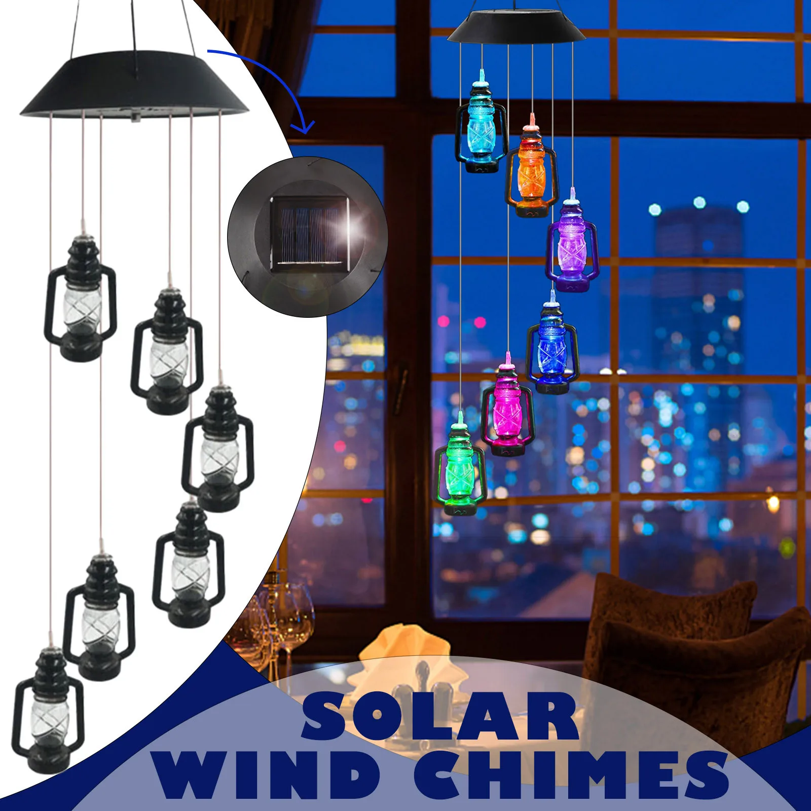 

Solar Wind Chime Lamp Light Home Courtyard Solar Kerosenebottle Wind Chime Lamp Pendant For Garden Decoration