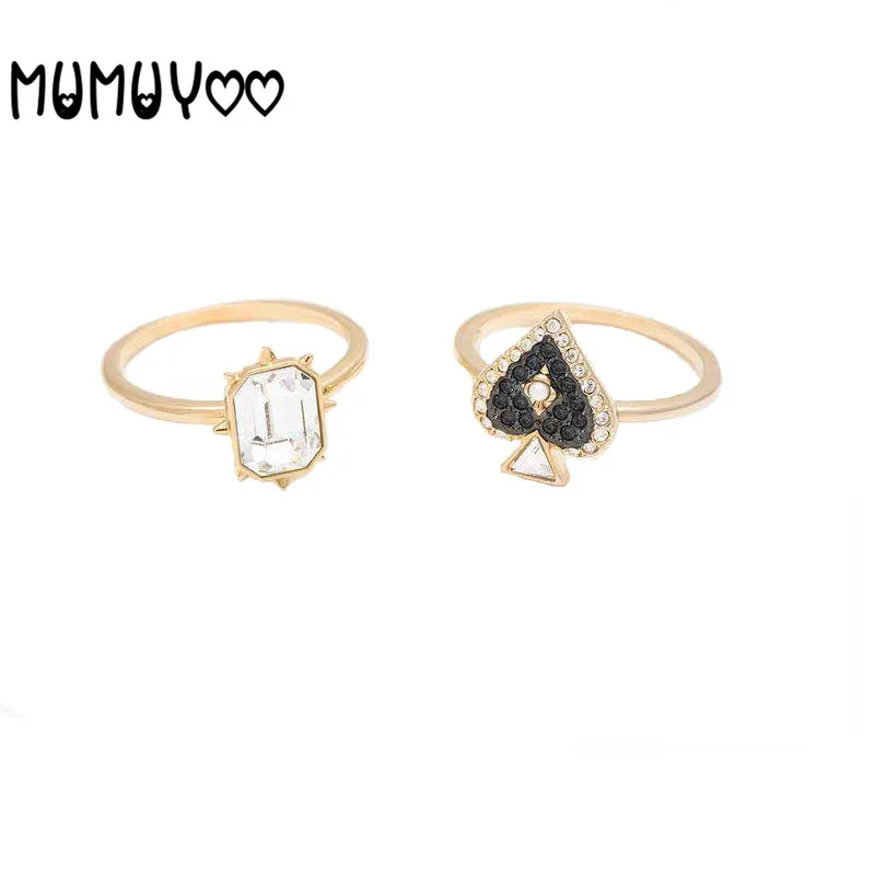 

Fashion jewellery high quality, charm and elegant mysterious spades heart women's ring women Tarot card generous crystal ring