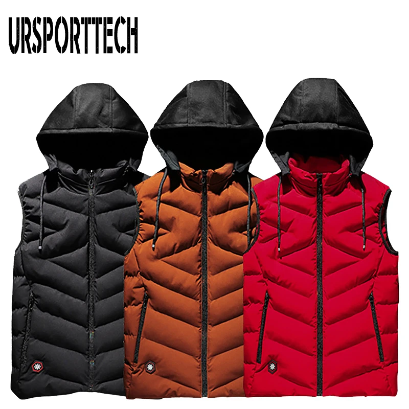 Men's Vest Winter Down Vest Casual Waistcoat Men's Sleeveless Jacket Plus Size 8XL Warm Men Vest Overcoats Hat None Detachable