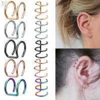 zs 1 pc stainless steel ear cuff helix no pierced ear clip for women men crystal clip earring 5 colors wrap earrings accessories