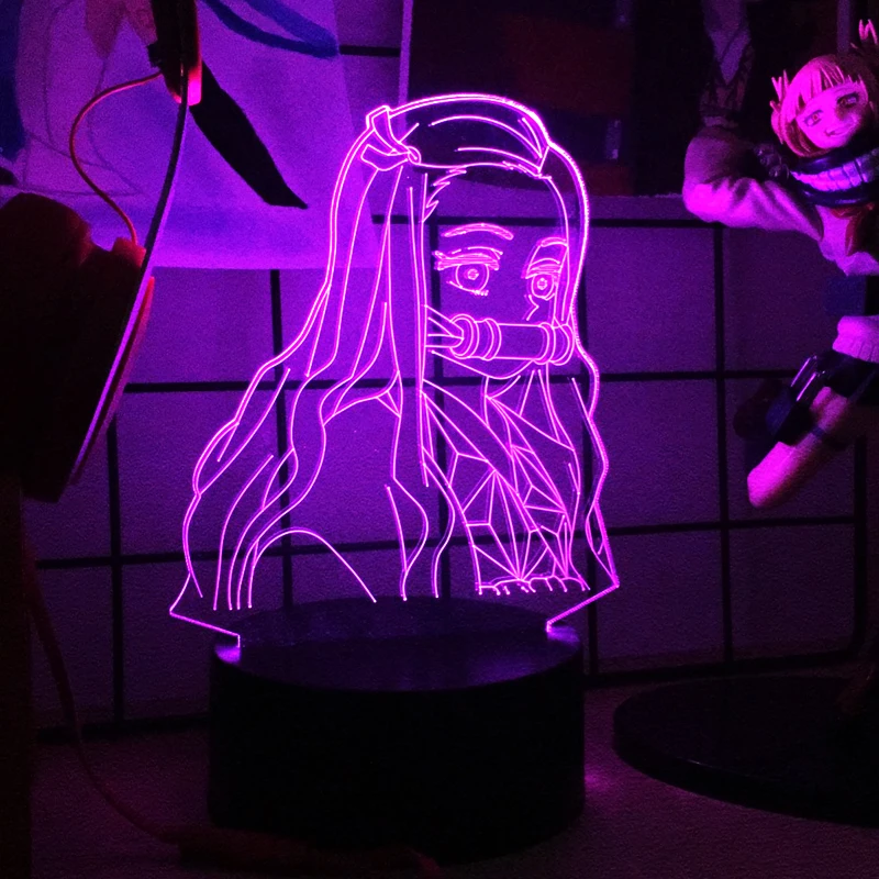 

Фигурка Kimetsu No Yaiba Nezuko Kamado, светодиодный ночник для спальни, декор, светильник, детский Настольный 3d светильник, подарок для убийцы демонов