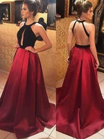 lorie 2020 halter popular satin prom dresses long sexy open back formal evening gowns plus size