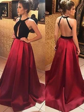 Lorie 2020 Halter Popular Satin Prom Dresses Long Sexy Open Back Formal Evening Gowns Plus Size (2)
