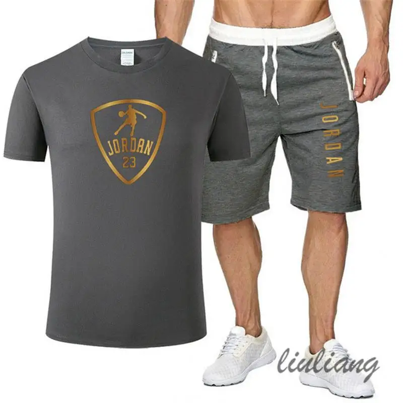 

2021 men's sportswear, men's T-shirt set, running, jogging and fitness pants