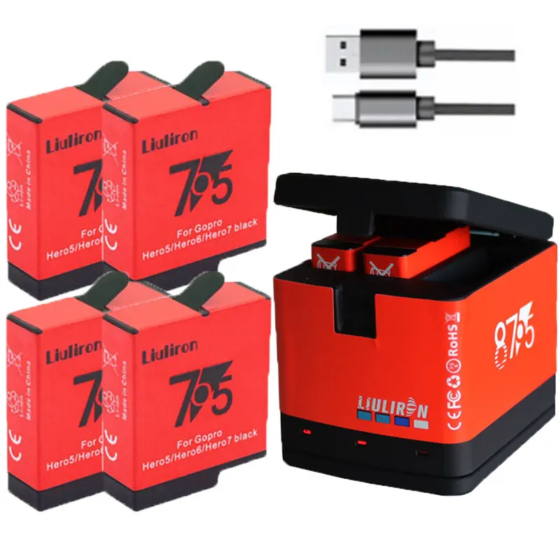 Высококачественная полностью расшифрованная батарея Go pro hero 7 аккумулятор для GoPro