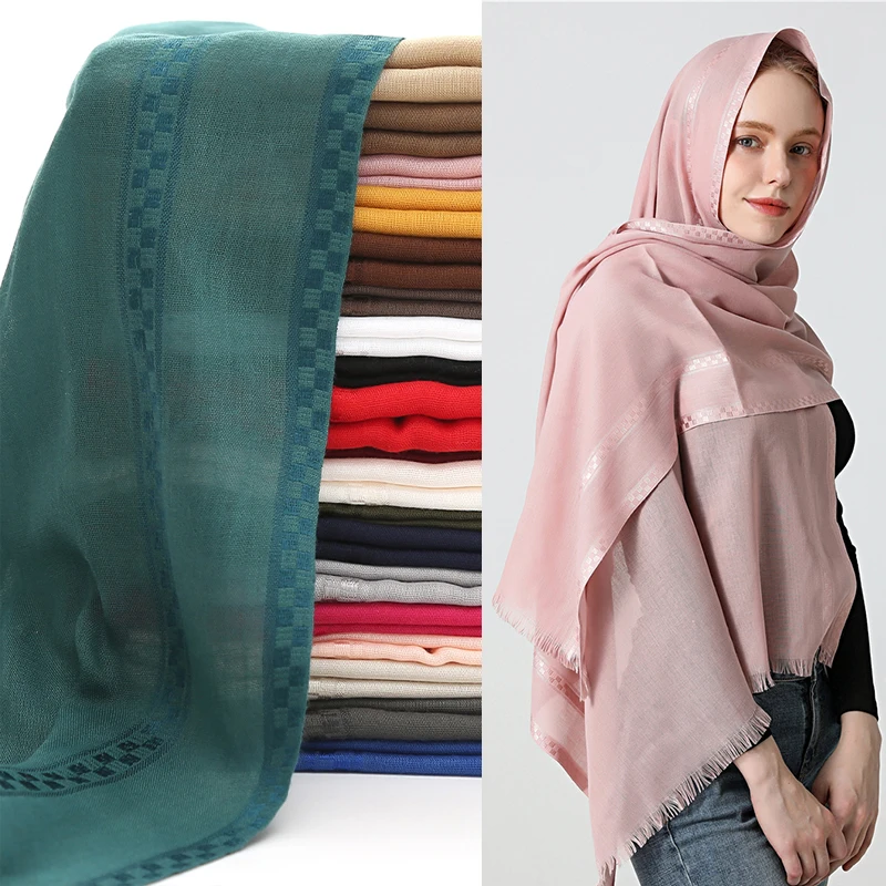 

Luxury Cotton Scarf for Women Plain/solid Tassel Shawl Wrap Headband Malaysian Women's Scarves Hijab Foulard Bandana 20 color