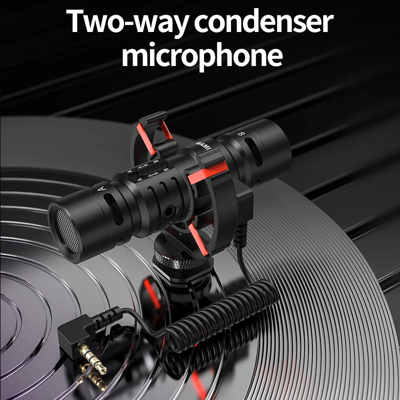 Двойной микрофон MAMEN для видеозаписи с ударопрочным основанием смартфонов Canon Nikon