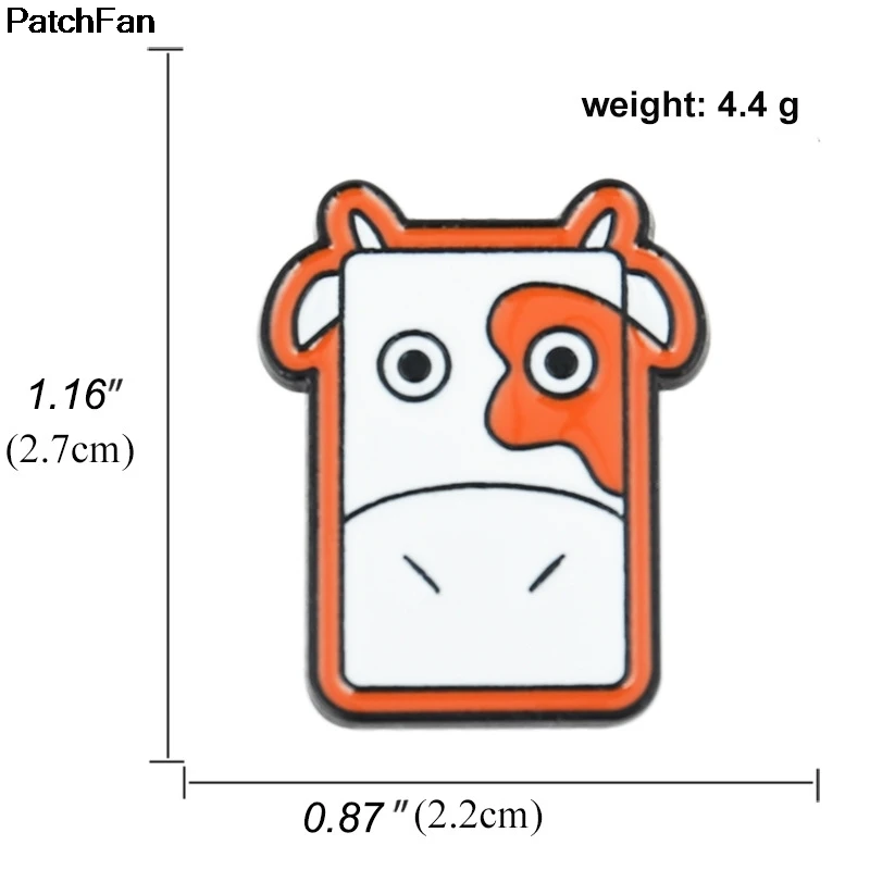 

20pcs/lot A3678 Patchfan Cartoon Milk Cow Metal Brooch Button Pins Denim Pin Jewelry Decoration Badge For Clothes Lapel Pin