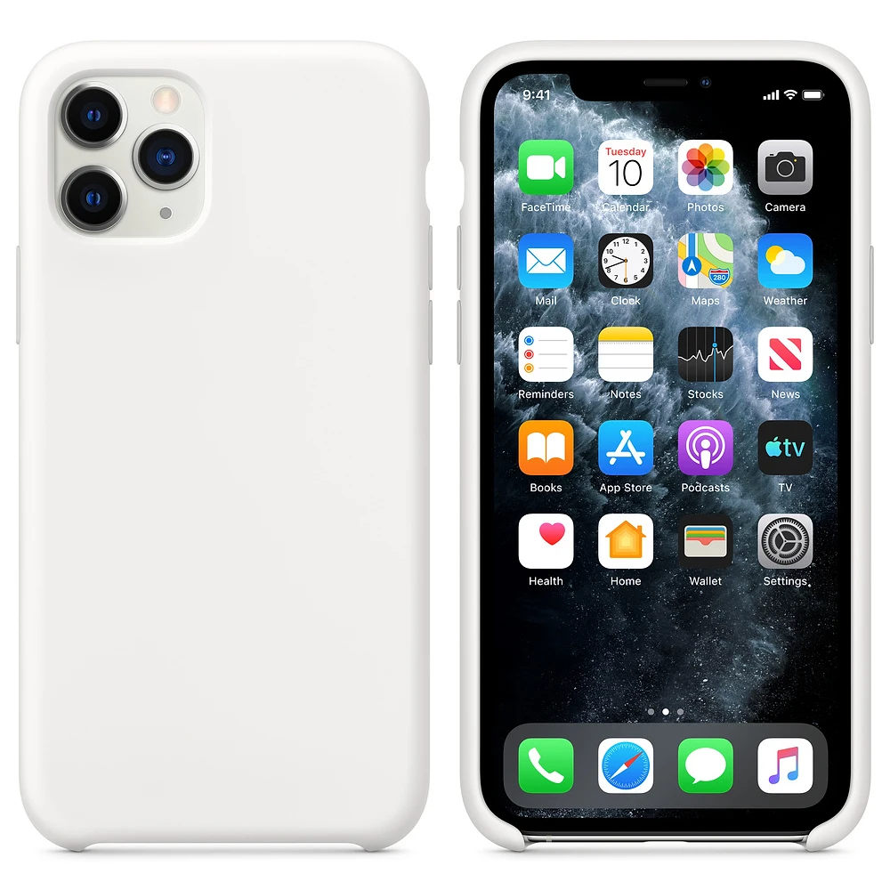Белый Силиконовый чехол, роскошный тонкий мягкий чехол для IPhone 11 Pro Max, чехол xs max xr x 8 7 6s plus, чехол с логотипом, резиновый противоударный силикагель - Цвет: Белый
