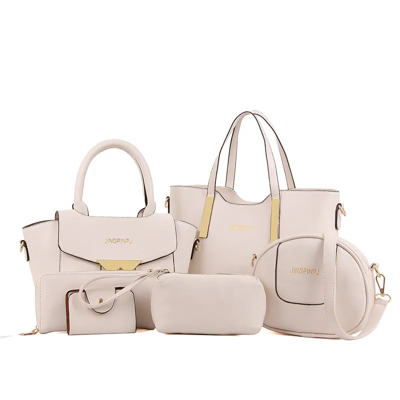 Fashion Women Composite Bag PU Leather Messenger Handbag Ladies Luxury Strap Shoulder Bag Purse 6 pcs/set