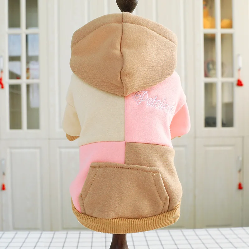 

Cute Pet Dog Clothes Matching Color Fleece Hoodies for Dogs Casual Hooded Autumn Winter Warm Costume Small Teddy Boy Girl Ropa