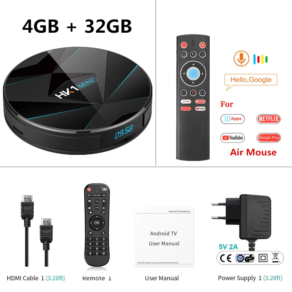 4G32G T1 Air mouse ТВ-бокс HK1 Mini plus Android 9,0 4GB 128GB 64GB 32GB Rockchip RK3318 2,4G/5G wifi 4K Google voice PK HK1 MAX A95X Android tv BOX - Цвет: 4G32G T1 Air mouse