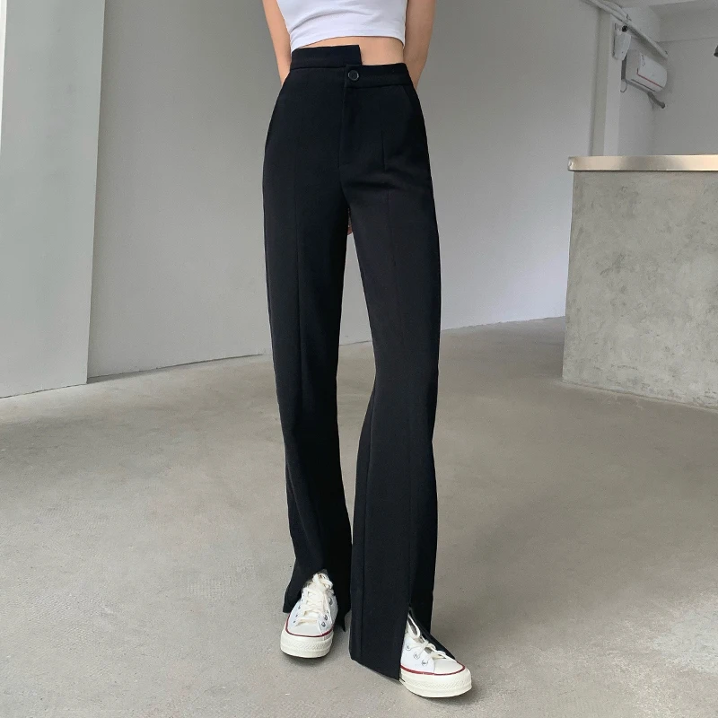 

YTX205 Summer 2021 new slim straight-leg pants casual pants split drape mopping pants