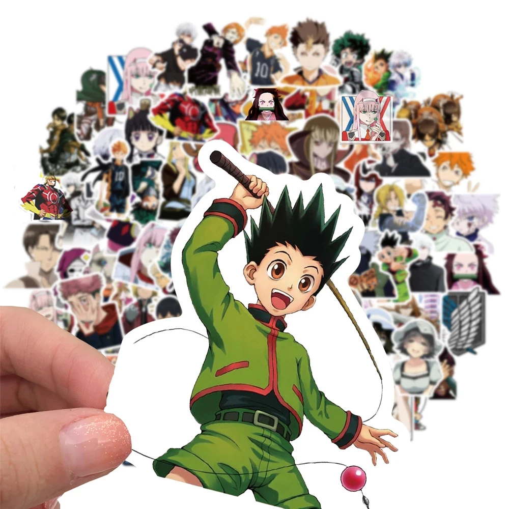 Pegatinas de Anime Jujutsu Kaisen Attack on Titan, maleta para port&aacute;til, tel&eacute;fono, pegatina de Graffiti, juguete para chico, 10/50/100 Uds.-3