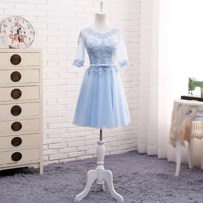 Short 509 MNZ-509# с рукавами 1/2, вышивкой кружевное длинное розовое весеннее Новое свадебное платье для выпускного вечера платье подружки невесты - Цвет: Short 509