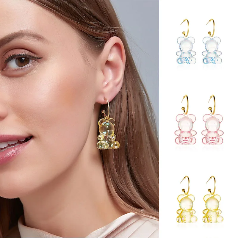 

Серьги-гвоздики женские, в виде животных, модный мультяшный медведь