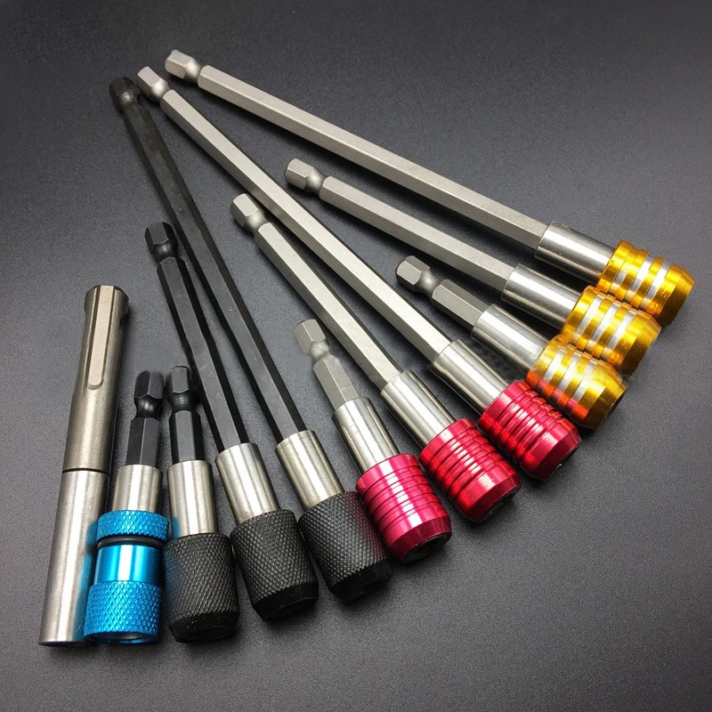 

1/4 Inch Hex Shank Quick Release Screwdriver Magnetic Bit Holder with Adjustable Collar Extension Bar 60mm 100mm 150mm