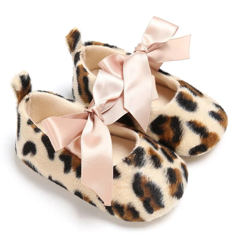 

Baby Girls Cute Leopard Print Bowknot Shoes Toddler Kids First Walker Shoes Newborn Infant Soft Sole Anti-slip Footwear