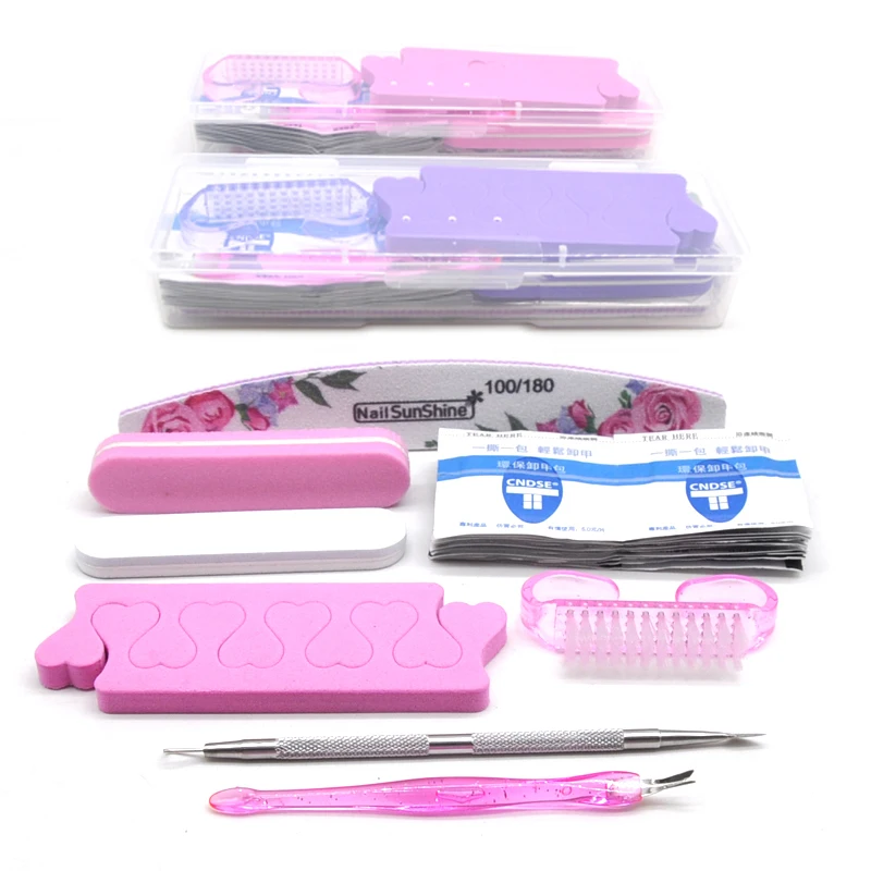1 Set Nail Files Kit UV Gel Polish Cleaner Art Care Tools Buffer Nails Soak Off Napkins Manicure Tool With VIP Box | Красота и