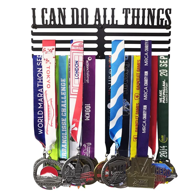 

4 Bar Iron I CAN DO ALL THINGS Marathon Sport Medal Hanger