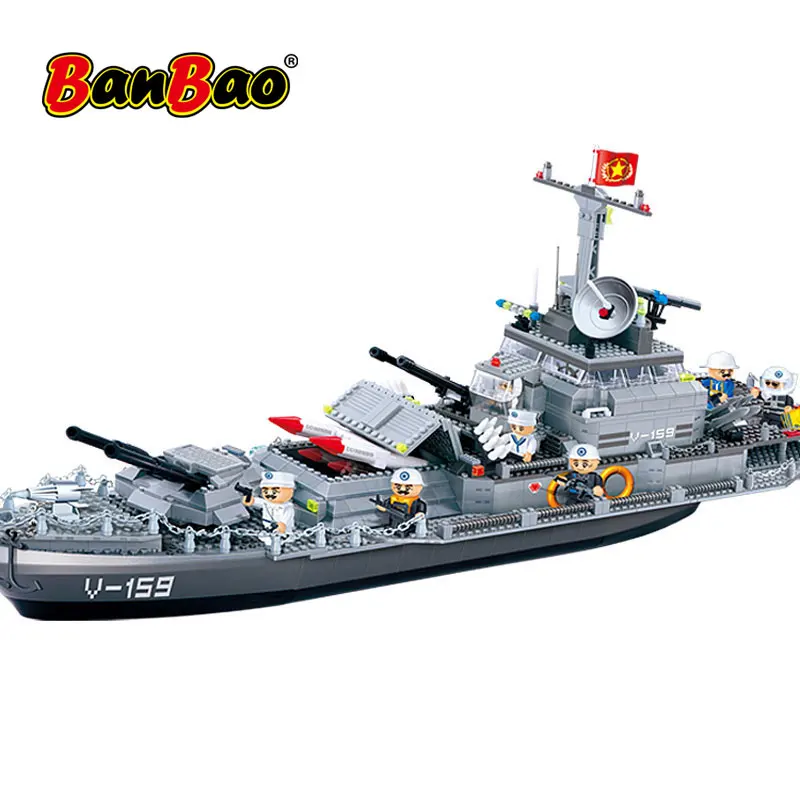 BanBao гром линкор военная армия Строительные блоки совместимы с брендовыми образовательными кирпичами детские игрушки модель 8240