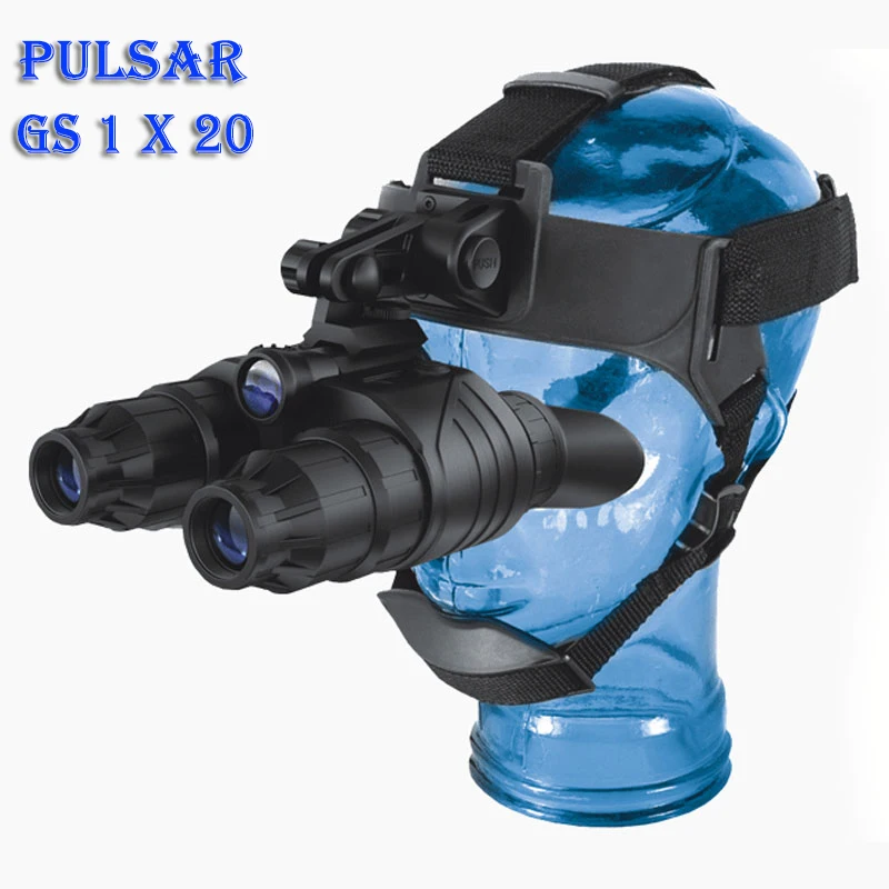 Pulsar GS 1X20 монтируемый на голову бинокль ночного видения полный Темный Тактический