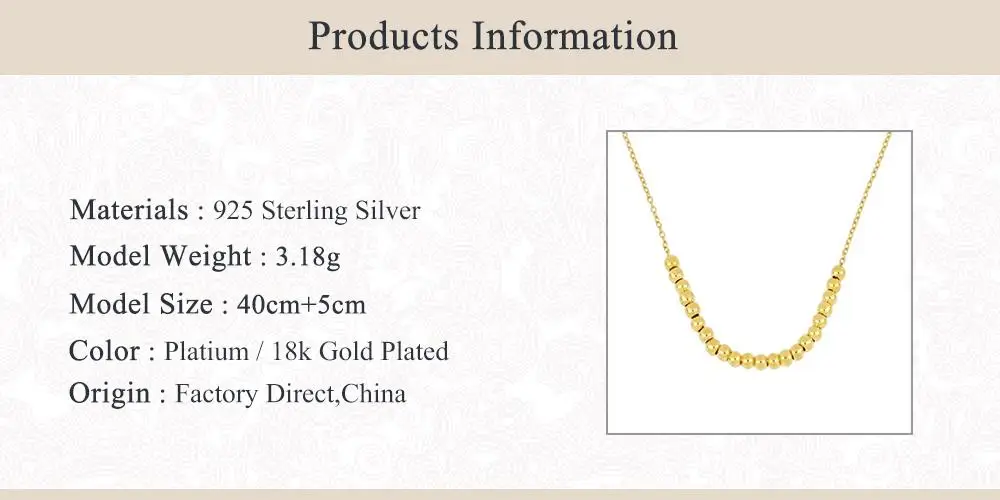 

Boako Minimalist Chain Necklace For Woman Ladies Real 925 Sterling Silver Jewelry Round Beads Pendant Clavicle Choker Collares