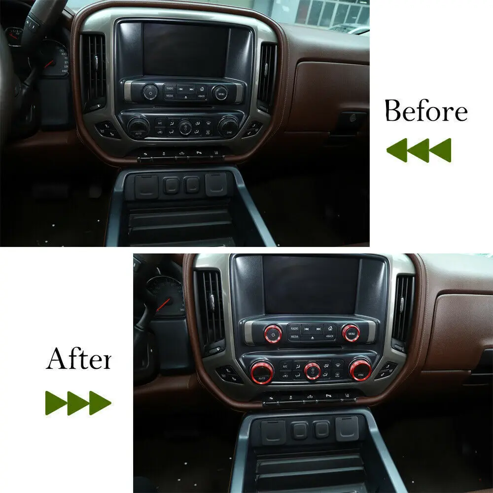 8Pcs Chevrolet Car Center Console Switch Knob Decor Cover Trim Bezels For Chevy Silverado 2014-2018 Auto Interior Accessories | Автомобили