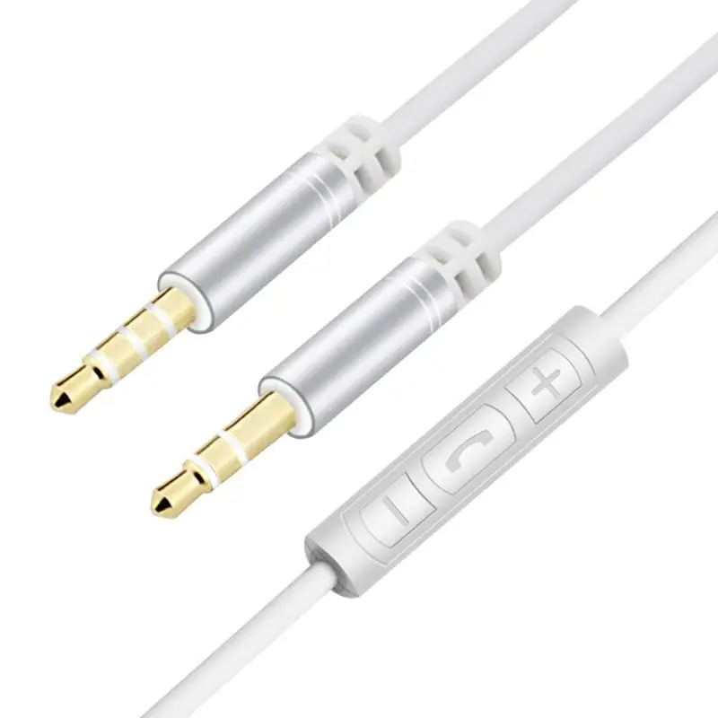 

3.5mm Jack Cable 1.2m Stereo Aux Plug Cord With MIC Speakerphone In-Line Volume Control For Car Cellphone Tablet Speaker