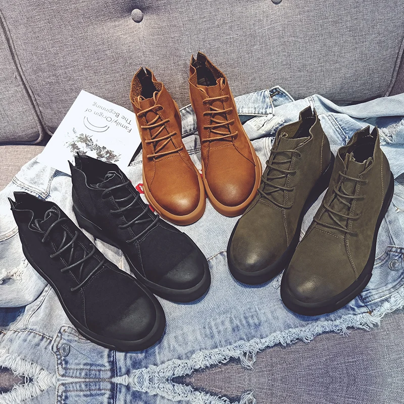 Beli Boot Chelsea Pria Musim Dingin Fashion Sepatu Bot Santai Pria Trendi Kulit Sapi Slip-On Cokelat Sepatu Kasual High Top Hitam