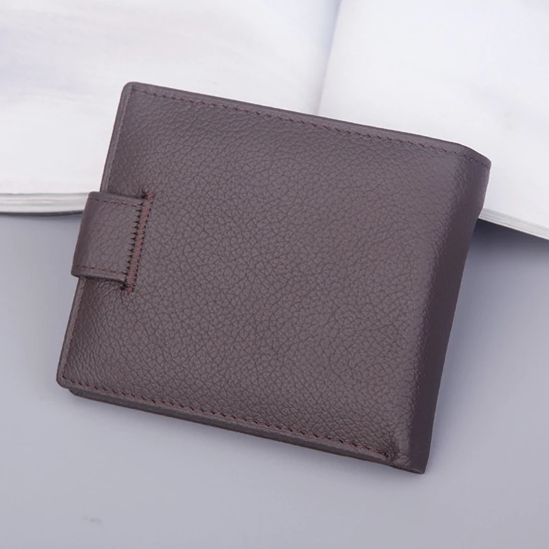 

Men Short Wallets Genuine Cow Leather Men Wallets with Coin Pocket Zipper Purse Money Bag Card Holder Men Leather Wallet
