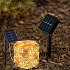 Светодиодная лампа в виде медной проволоки на солнечной батарее для украшения сада на новый год Рождество 2021