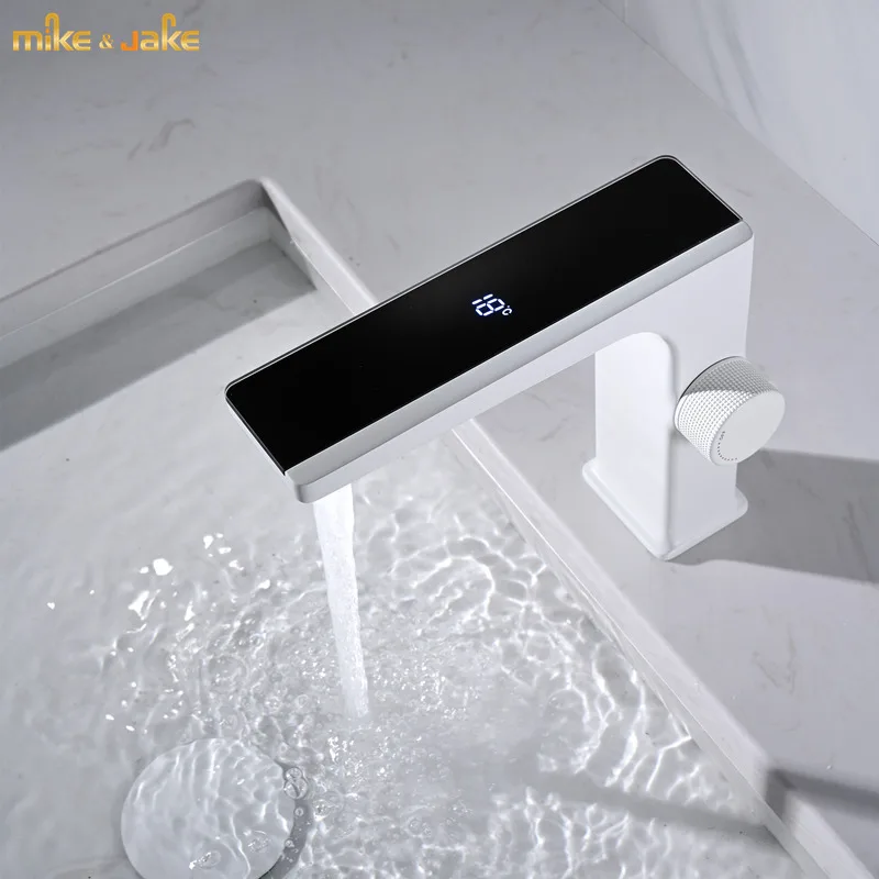 Digital bathroom faucet luxury display tap sink white water crane Basin cabinet wash basin |