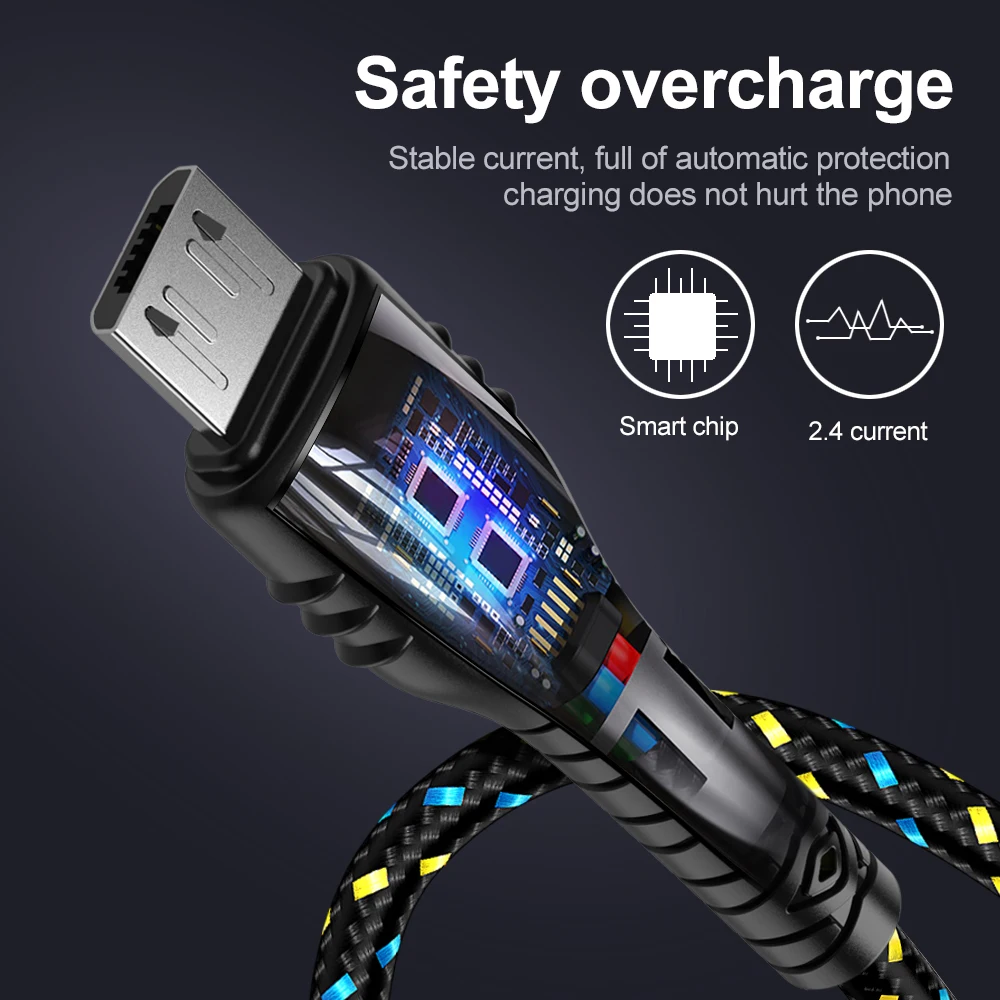 Micro USB кабель для Xiaomi Redmi Note 5 Pro шнур 2.4A Быстрая зарядка Microusb кабель для samsung Honor Android Micro Дата-кабель
