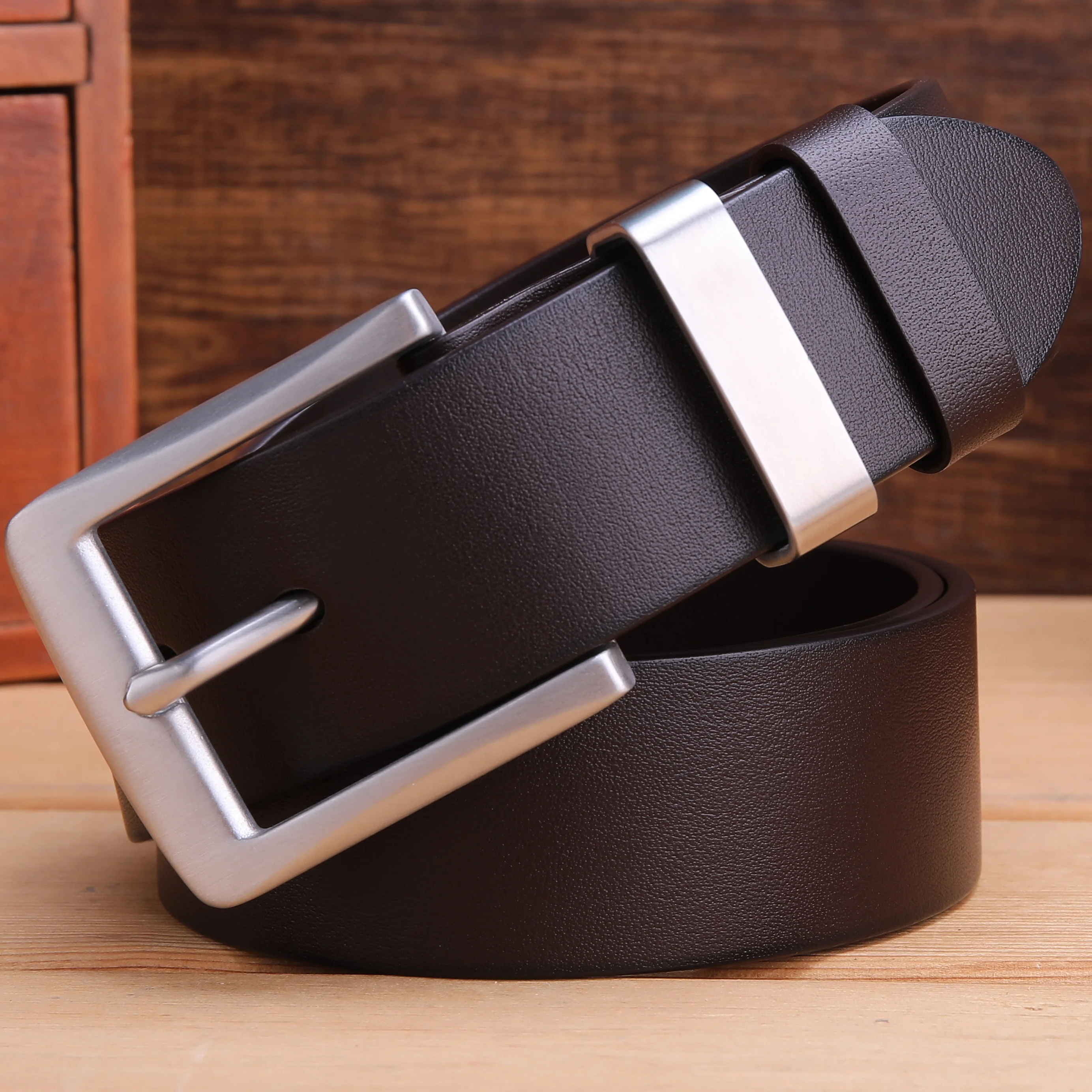 Мужской ремень из воловьей кожи с пряжкой нержавеющей стали 100% натуральная кожа
