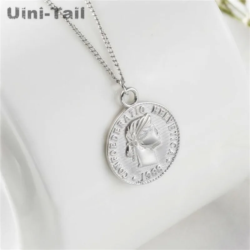 Ожерелье Uini Tail из серебра 925 пробы с подвеской в виде монеты|Ожерелья| |