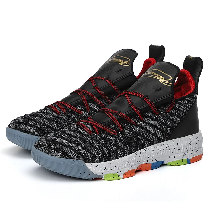 black and gray James/мужские баскетбольные кроссовки Lebron, баскетбольные кроссовки с высоким берцем, мужские тренировочные ботильоны, уличная Мужская разноцветная спортивная обувь унисекс - Цвет: black and gray