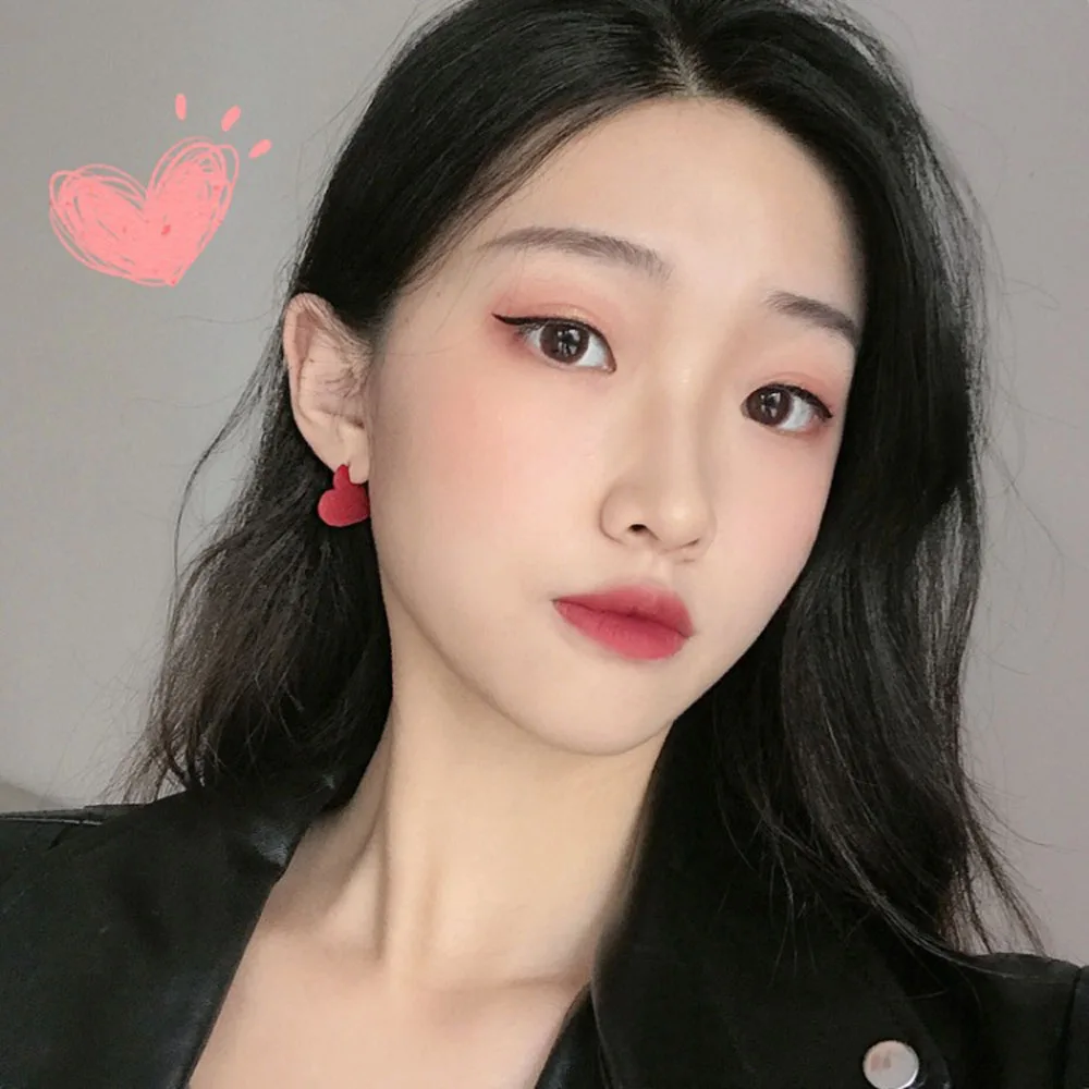 

Fashion Women Stud Earrings Red Drop Glaze Love Heart Shape Earrings Girl Fashion Jewelry Gifts