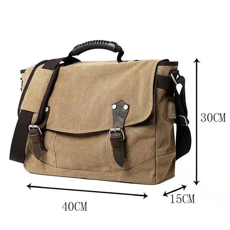 Meipitila canvas shoulder bag men's European and American leather computer bag multifunctional European and American handbag