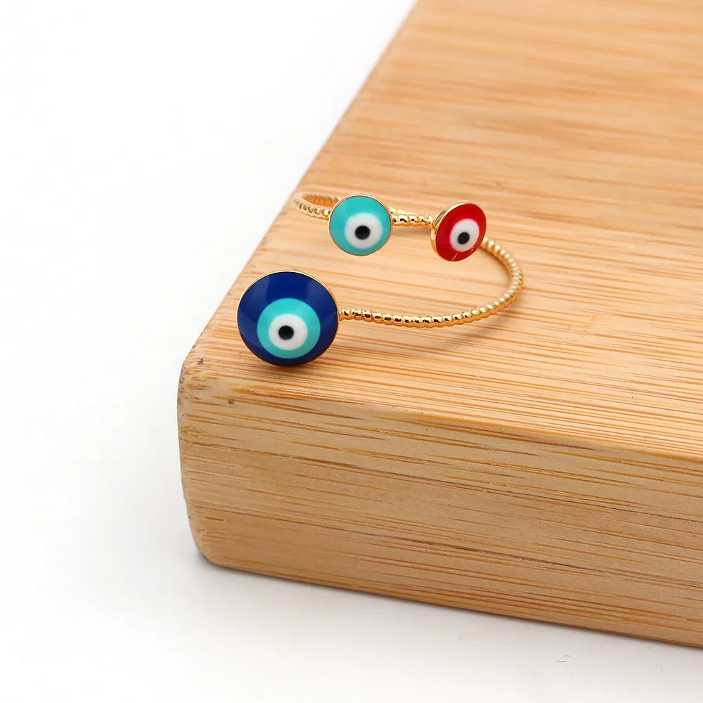 Красочное эмалированное простое массивное позолоченное кольцо сглаза для
