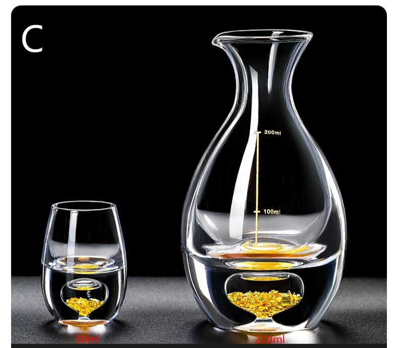 24K из золотой фольги Кристальный водка Spirit Sake Винный Графин Набор стаканов по-прежнему Destilador Moonshine аксессуары Decantador De Vino