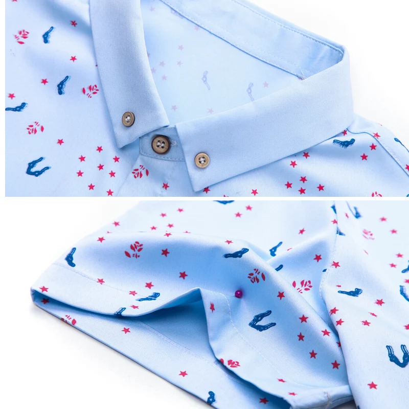 Новая летняя мужская рубашка с коротким рукавом модным принтом Camisa Masculina