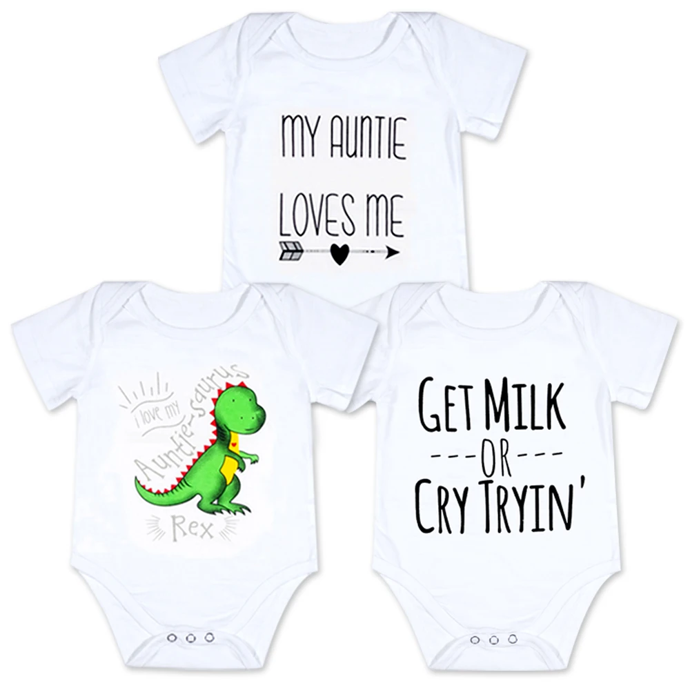 2018 Одежда для маленьких мальчиков и девочек боди My Auntie Loves Me милая летняя одежда